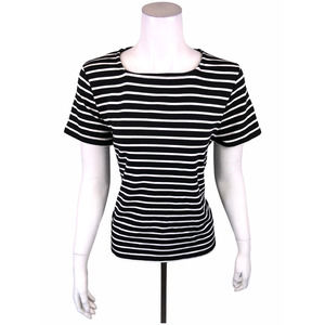 BROOKE SHIELDS Timeless Short-Sleeve Striped Square-Neck Knit Top Large Size